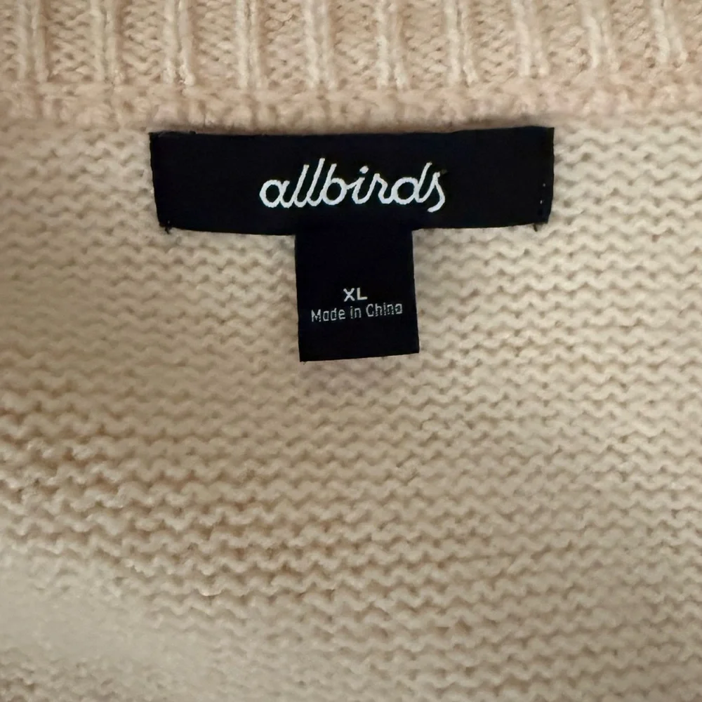 Allbirds The Cardi Peach‎ Merino Wool Button Front Knit Cardigan Top XL